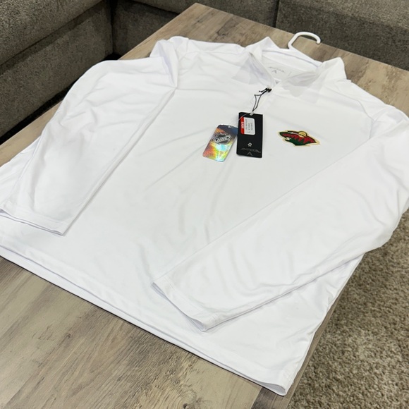 NHL Wilds Antigua White Quarter-Zip Pullover with Colorful Logo - Picture 5 of 6